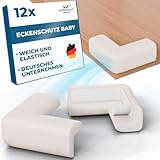Hoffenbach 12x Eckenschutz Kantenschutz Baby – Selbstklebender Tischkantenschutz – Stoßschutz für Babys & Kinder – Weicher Schaumstoff Eckschutz für Tisch, Möbel & Ecken – Corner Protector – Weiß