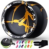 YOSTAR JoJo Profi JoJo mit Leerlauf, Unresponsive Yoyo Profi Trick JoJo Erwachsene, Metall JoJo für Fingerspin Yoyo, V10 JoJo Sport JoJo Spielzeug, mit 12 Yoyo Schnüre + Jo Jo Handschuh + JoJo Tasche