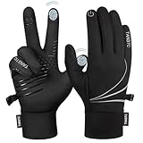 TANSTC Fahrradhandschuhe Herren Winterhandschuhe Winter Warme Handschuhe Elastisch Touchscreen Thermohandschuhe Winddichte rutschfest Skihandschuhe Damen Atmungsaktiv Sporthandschuhe, L