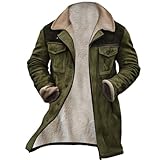Generisch Winterparka Herren Lang Warm GefüTtert Wildleder Mantel Herren Lang Winterjacke Comfort Fit Wintermantel Regular Fit Trenchcoat Dick Funktionsjacke Winter Thermojacke Kunstleder Parka