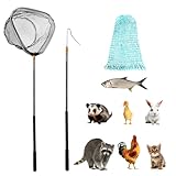 Homvik Hühnernetze, Katzenfänger, Landungsnetz, skalierbares Tierfanggerät für Geflügel, Geflügel net, mit Beinhaken, 2 Stangen, geeignet für: Enten, Gänse, Puten, Katzen, Fische etc.