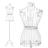 PrimoLiving Metall Schneiderpuppe Bella Donna in weiß - Vintage Kleiderpuppe - ideal als weibliche Schaufensterpuppe oder Kleiderständer - P-11478