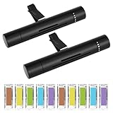 2 Stück Auto Duft Auto Diffuser Lufterfrische Innenraum Aromatherapie ClipDiffuser Lufterfrischer mit 10 Aromastäbchen, 7.8cm Ätherisches Öl Diffusor (Schwarz)