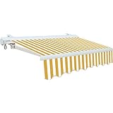 Kassetten-Markise / Sonnendach für Balkone, mit Markisenarmen, 300 x 250 cm, weiß/gelb