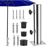 Zevmi Universal Sonnenschirmständer Verstellbarer: Schirmständer für Sonnenschirm mit 8 Stahlnägel für Granit Platte Eisenplatte Zementplatte - Universal-standrohr aus Edelstahl