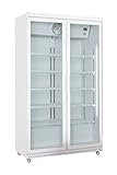 Getränkekühlschrank weiß 197,5 x 112 x 59 cm | Flaschenkühlung, Bierkühlung | Glastür-Kühlschrank mit XXL Stauraum | Gastronomie Kühlschrank mit hohem Kühlvolumen 850 Liter