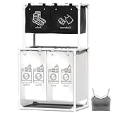 Sortierter Wäschekorb – Wäschekorb mit Fächern aus Stoff, langlebige hohe Tasche, stabile Griffe, geräumiges Design | Effiziente Haushaltsorganisationslösung für die Schmutzaufbewahrung zu Hause, Schl