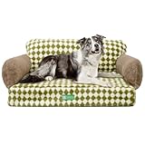 MEWOOFUN Modisches Katzensofa Katzencouch – 65x46cm Flauschiges zusammenklappbares großes Katzenbett Katzensofa mit Rutschfester Unterseite (grün, XL)