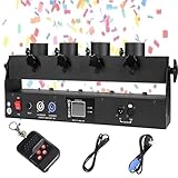 Motorisierte professionelle Konfettimaschine mit 4 Köpfen, Fernbedienung und DMX 512-Modi, professionelle Konfetti-Werfermaschine für besondere Anlässe, Partys, Hochzeiten und Konzerte