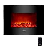 Cecotec Elektrischer Kaminofen mit Fernbedienung Ready Warm 2200 Curved Flames. 22', 2000 W mit 2 Leistungsstufen, Gekrümmte Anzeigetafel aus gehärtetem Glas, 2 LED-Lichter, 20 m2