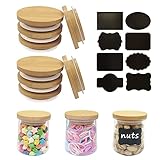 Oui Deckel für Joghurtgläser – 8 Stück, Oui Joghurt-Bambus-Glasdeckel-Set, wiederverwendbare Oui-Deckel aus natürlichem Bambus für Oui Joghurtgläser mit Etiketten und Silikon-Dichtungsringen, perfekte