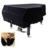HBDSMLPL Flügelabdeckung, Leichte, Luxuriöse, Weiche Und Hochwertige Oberfläche Klavierabdeckung mit 88 Tasten Staubdichte Dekoration Klavierabdeckung,Black-150-160cm