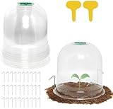 LATERN 10 Stück Gartenpflanzen-Cloche, 26cm x 20cm Wiederverwendbare Kunststoff-Mini-Gewächshaus-Glockenabdeckung zum Frostschutz – mit 16 Pflanzenetiketten, 30 Sicherungsstiften