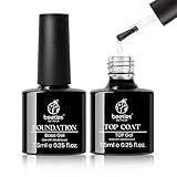 Beetles Gel Überlack Unterlack Set - Ohne Abwischen 2pcs 7.5ml LED Klares Gel Basis Top Gel Glänzendes Glanz Finish Langlebiger Gel Nagellack Gel Lampe Nägel Kunst DIY Zuhause