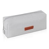iSuperb Federmäppchen Mädchen Mäppchen Jungen Studenten Federmappe Unisex Stifte Organizer Kosmetiktasche klein Leinen Federtasche für Damen Einschulung Geschenk Schulsachen (Hellgrau)