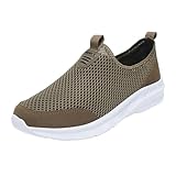 Schwarze Slip-On-Sneaker für Herren, Sportschuhe, modisches Muster, Netzgewebe, atmungsaktiv, leicht, bequeme Sohle, Freizeitschuhe, Outdoor-Schuhe, khaki, 6 UK 3X-Narrow