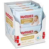 Huggies Pure Extra Care Sensitive Baby-Feuchttücher, 99 Prozent Wasser, ohne Plastik, 8er Pack (384 Tücher), parfümfrei