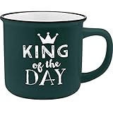 GRUSS & CO Becher Motiv 'King' | New Bone China Porzellan, Emaille-Optik, 35 cl | Geschenk lustig | 45771