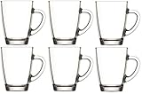 Lav 6er Set Teegläser Teetassen Glastassen Trinkgläser mit Henkel - 300ml (Klar)