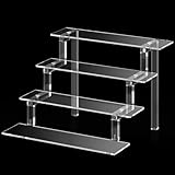 Janaden 4-stufiger Acryl Riser Display Ständer Treppe Display Regal Schminktisch Plastik Organizer Aufbewahrung, Stufen Präsentationsständer Kompatibel mit Funko Pop Figuren, Cupcake, Dessert,Kosmetik