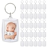 YOPEUC 30 Stück Acryl Schlüsselanhänger Foto Beidseitig, 5,5*4 cm Schlüsselanhänger Blanko Foto Personalisierter Schlüsselanhänger, Transparent Schlüsselanhänger Selbst Gestalten für Familie & Paare