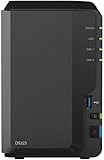 Synology DS223 12 TB 2 Bay Desktop NAS Lösung installiert mit 2 x 6 TB Western Digital Red Plus Laufwerken