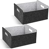 QGGTQG Aufbewahrungskorb Filz, Faltbarer Korb Aufbewahrung, 2 Stück Aufbewahrungsbox Filz, Verdicken Filzbox Aufbewahrung, Filzkorb, Filz Organizer für Regale, Schränke, Zuhause, Büro