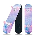 31 x 8 Zoll Komplettes Skateboard für Anfänger - 8-Lagiges Ahornholz, ABEC-11 Kugellager, Double Kick Deck Concave für Jugendliche und Erwachsene (Pink-JG)