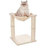 Amazon Basics Katzen-Kratzbaum mit Haus, Hängematte, Bett und Kratzstamm, 41 x 51 x 41 cm, beige