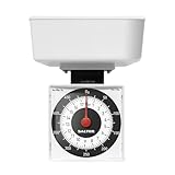 Salter 022 WHDR mechanische Küchenwaage – kompakte kleine analoge Diät-Waage mit Schüssel, max 500g, Messung in 5 g für präzise Portionierung, batteriebetrieben, leicht ablesbar, in Schüssel gelagert