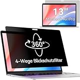 360° Sichtschutzfilter für MacBook Air 13 (2018–2021, M1)& MacBook Pro 13 Zoll (2016–2022, M1, M2), Blaulicht Blendschutz Sichtschutzfolie, 4-Wege Blickschutzfilter Mac Privacy Screen