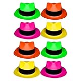 UV Floor - 12er Set Neon-Hüte (S/M) - Spezial Schwarzlicht und Ultraviolett - 4 leuchtende Farben - Neon-Zubehör - Dünner Kunststoff