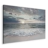 murando Wandbilder XXL 120x80 cm - Vlies Leinwandbild 1 tlg Leinwand Bilder Wand Deko Bilder Wohnzimmer Bild Schlafzimmer Leinwandbilder Wandbild Groß Design - Meer Landschaft Strand c-C-10019-b-a