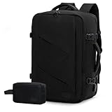 LOVEVOOK Rucksack Handgepäck Flugzeug, Reiserucksack Weekender Herren Damen, Laptop Rucksack für 15,6 Zoll, Travel Backpack für Business Urlaub, Schwarz