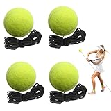 yotutun Tennisball mit Schnur, 4 Stück Tennistrainer Gummiband Tennistraining Elastisch Tennis Trainingsball Rebound Ball für Kinder Erwachsene Anfänger Solotraining