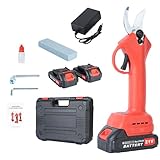 Somerway Akku Astschere, Elektrogartenschere, Gartenschere Akku, 2 x 21V Elektrische Astschere, 25mm Schnittdurchmesser, 2 Wiederaufladbare Akkus, Professionell für Baumäste (Rot)