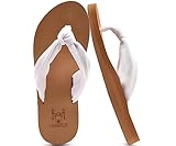 KuaiLu Flip Flops Damen Weich Stoff Zehentrenner Frauen Bade Sandalen Bequeme Füße Badelatschen Yoga Matte Fussbett Sommer Strand Zehensandalen Rutschfest Gummi Indoor Outdoor Weiß Khaki 38