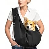 CUEMOON Reisetasche für Hunde, Transporttasche für Spaziergänge und im Freien, für Hund/Katze bis 7,5 kg,Schwarz