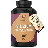 Silizium Kapseln - 180 Kapseln für 6 Monate - hochdosiert - 643mg - Organisches Silicium hochdosiert aus indischem Bambusextrakt - Mit Zink, Selen & Kupfer - Vegan - TRUE NATURE