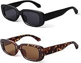 2 Stück Sonnenbrille Damen Vintage, Retro Sonnenbrillen Vintage Rechteckige Sonnenbrille, Sunglasses Woman Man, Quadrat Sonnenbrille für Damen und Männer,Sonnenbrille Herren Verspiegelt UV400-Schutz