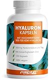 Hyaluron Kapseln 120x - optimal hochdosiert mit 500 mg Hyaluron pro Tag - hochwertige 500-700 kDa Hyaluronsäure + 2 mg bioverfügbares Zink - laborgeprüft mit Zertifikat - 100% vegan