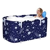 Sinbide Tragbare Badewanne, 125cm/132cm faltbare Badewanne für Erwachsene, Große Familien Badewanne für SPA, Movable Badewanne mit 2 Ablauflöchern, Studenten Badewanne mit 2.0 verdicktem Rohr (125cm)