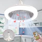 Anyingkai Ventilator lampe E27,Deckenventilator Mit Beleuchtung 30W,Deckenventilator Mit Licht,Lampe Mit Ventilator,Deckenventilator Mit Fernbedienung,Deckenventilator mit beleuchtung (grau)