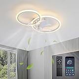 Depuley Deckenventilator Mit Beleuchtung Leise, LED Lampe mit Ventilator, Deckenlampe mit Ventilator Fernbedienung und APP, 3 Farbtemperatur 6-Gang Für Schlafzimmer Wohnzimmer, 57x55cm,Weiß