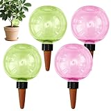 Encuryna 4 Stück Bewässerungskugeln für Pflanzen,Automatische Pflanzenbewässerung 500ml,sgeräte Bewässerungskugeln,Wasserspender Pflanze von Zimmer Balkon und Gartenpflanzen (Rosa, grün)