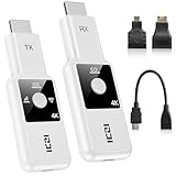 Wireless HDMI Transmitter and Receiver 4k Decode, 165FT/50M, 2,4G/5G tragbarer HDMI Wireless mit LED-Bildschirm, Plug & Play für iPhone, Streaming Video Audio File von, Laptop, PC zu HDTV, Projektor.