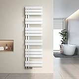 Heilmetz® Badheizkörper Flach Design Heizkörper Handtuchtrockner für Badezimmer Handtuchheizkörper mit Seitenanschluss 400x1385mm Handtuchwärmer Weiß 570W