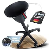 SteinLife Bürohocker Ergonomisch [TESTSIEGER] Rollhocker Sitzhocker Höhenverstellbar [48-68cm] Ergonomischer Hocker für Büro [Schwingeffekt] Wackelhocker Stehhocker | Arbeitshocker rutschfest Rund