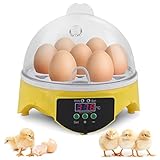 Cocoarm Brutmaschine Inkubator mit LED 7 Eier Mini Digital Inkubator Inkubationsgerät Eier Brutkasten Temperatur und Feuchtigkeitsregulierung für Hühner Ente Gans und Wachtel Ausbrüten (7 Eier)