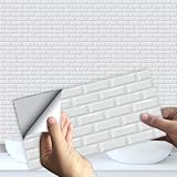 WUPNGS Fliesenaufkleber, minimalistische weiße Ziegelstein-Wandfliesen, Selbstklebende Vinylfliesen, ölbeständig, 10 Stück/15 x 30 cm / 20(10 Pcs/20x40cm)